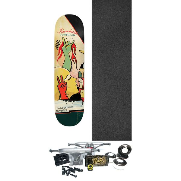 Krooked Skateboards Mike Anderson Three Star Skateboard Deck - 8.38" x 32" - Complete Skateboard Bundle